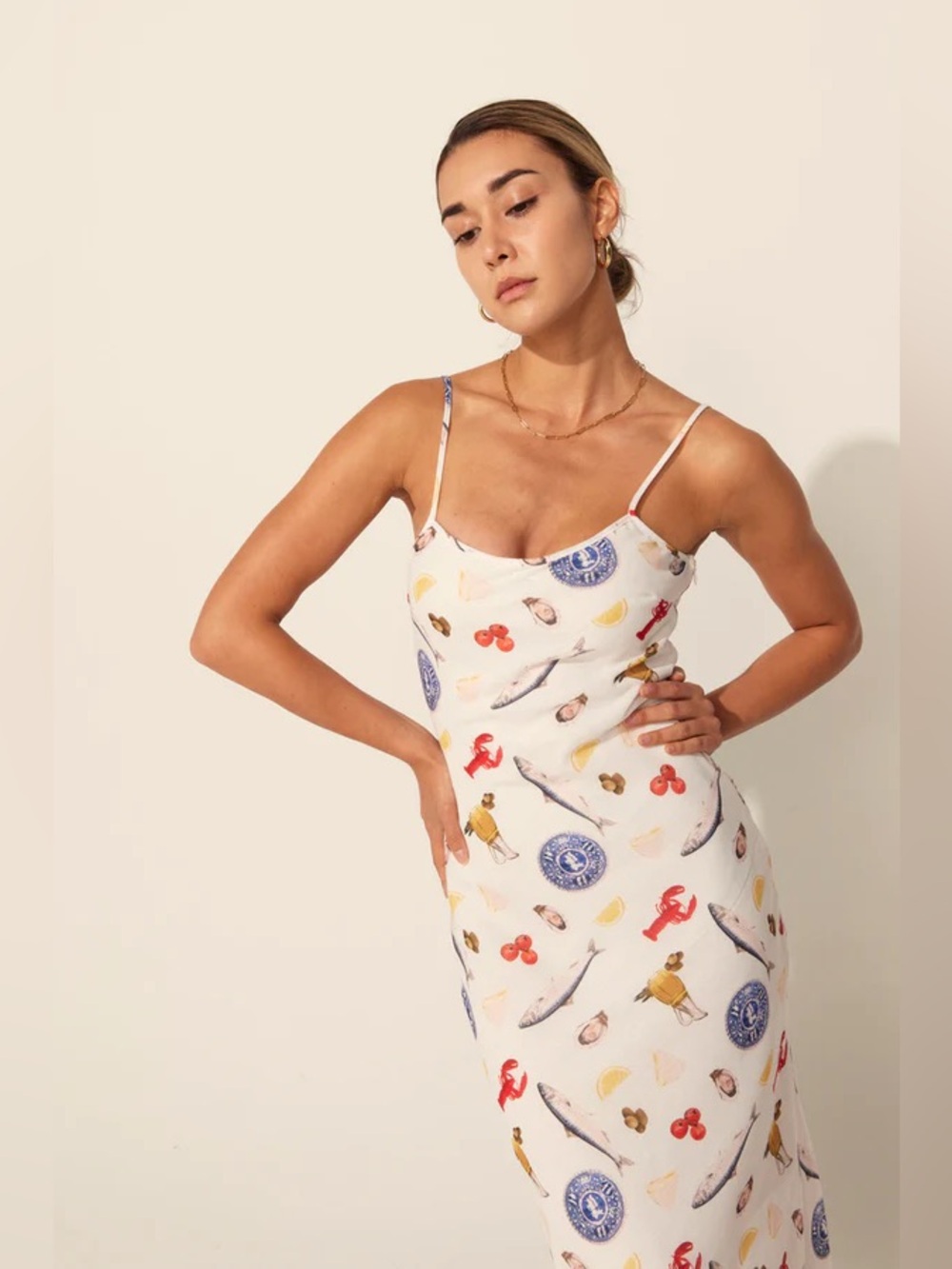 Mint Vanilla Maxi Dress in Seafood Print - Picture 3 of 12